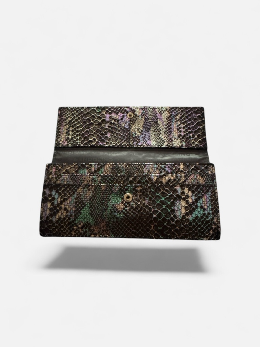 Bandolino Metallic Snake-Print Clutch Wallet - Black, Turquoise, Gold, & Silver - Picture 7 of 7